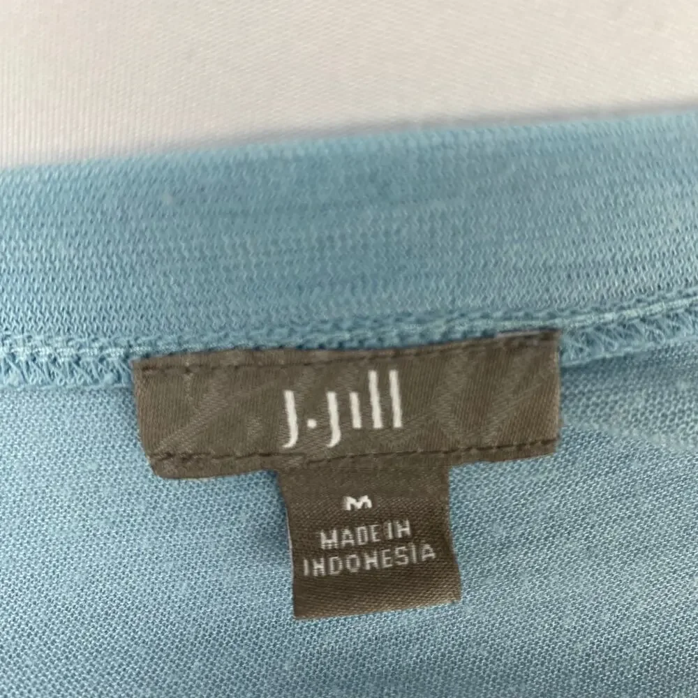 J Jill Light Blue V Neck Button Down Sharkbite Cardigan Sweater Medium